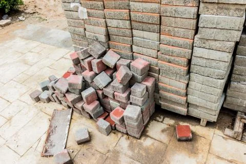 Stack of cement block Stock Photos