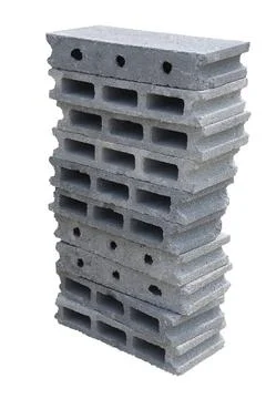 Stack of cement brick block on isolated white background with clipping pat... Foto stock