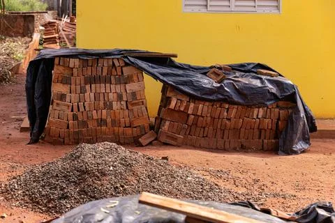 Stack of ceramic bricks Stock Photos