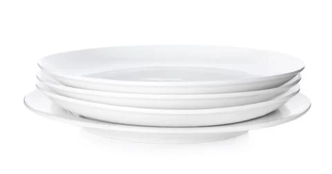 Stack of ceramic plates isolated on white Stock Photos