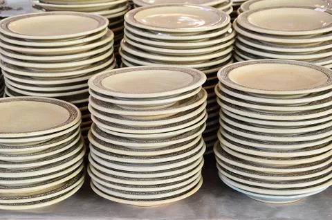 Stack of ceramic plates Foto stock