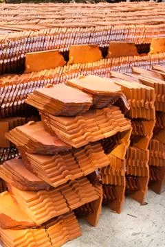Stack of ceramic roof tiles Foto stock