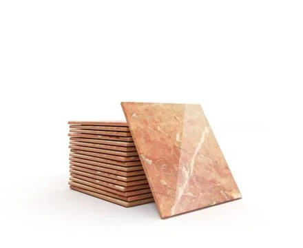 Stack of ceramic tile on a white background 3d illustration Stock Illustration