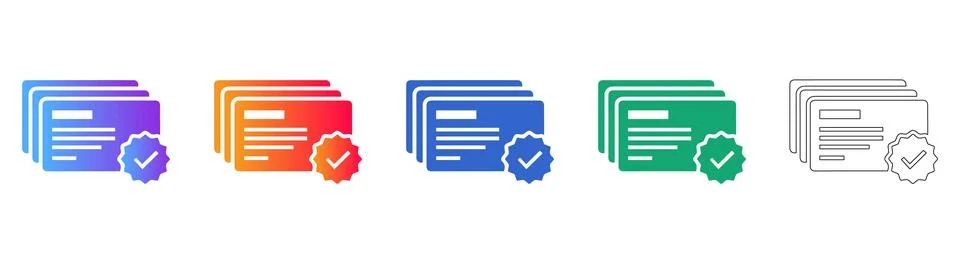 Stack of Certified Documents Icons in Five Styles イラスト素材
