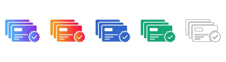 Stack of Certified Documents Icons in Five Styles イラスト素材
