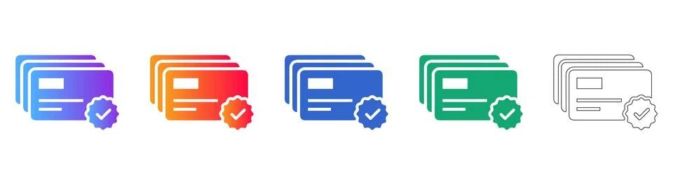 Stack of Certified Documents Icons in Five Styles Illustration
