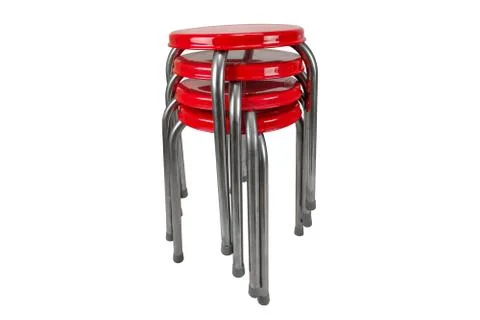 Stack chairs stainless on white background Stock Photos