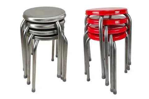Stack chairs stainless on white background Stock Photos