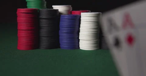 Stack Of Chips And Two Aces Stock Footage 243239343