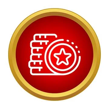 Stack of chips with star icon on red button Stock Illustration