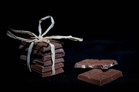 A stack of choclate bars packed as a gift Stock Photos