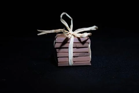 A stack of choclate bars packed as a gift Stock Photos