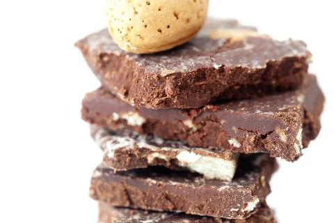 Stack of chocolate and isolated on white Stock Photos