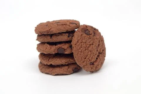 Stack of chocolate biscuits on a white background Stock Photos