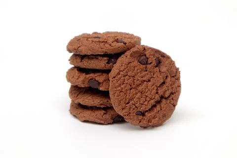 Stack of chocolate biscuits on a white background Stock Photos