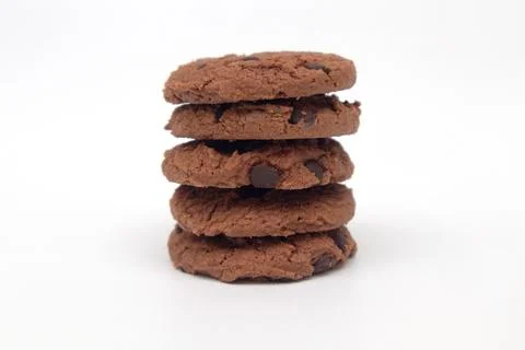 Stack of chocolate biscuits on a white background Stock Photos