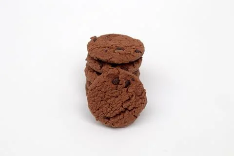 Stack of chocolate biscuits on a white background Stock Photos