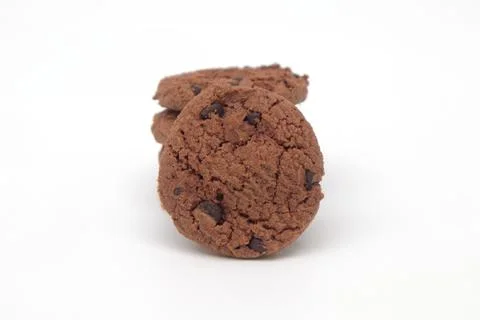 Stack of chocolate biscuits on a white background Stock Photos