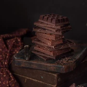 A Stack of Chocolate Blocks, Dark Photo Foto stock