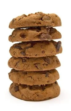 Stack of Chocolate Chip Cookies Isolated on a White Background Фото