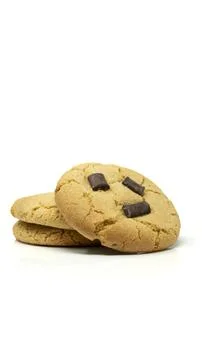 Stack of Chocolate Chip Cookies Isolated on White Background Stock Photos