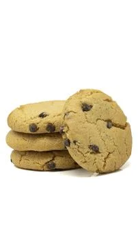 Stack of Chocolate Chip Cookies Isolated on White Background Fotos Stock