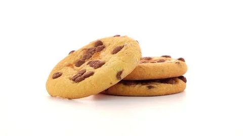 Stack of Chocolate Chip Cookies Isolated on White Background 스톡 사진