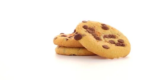 Stack of Chocolate Chip Cookies Isolated on White Background 스톡 사진