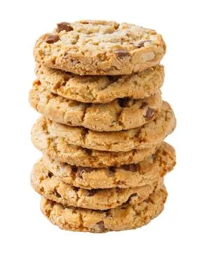 Stack of chocolate chunk crispy cookie Stock Photos