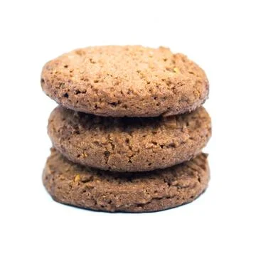 Stack of chocolate cookies isolated on white Foto stock