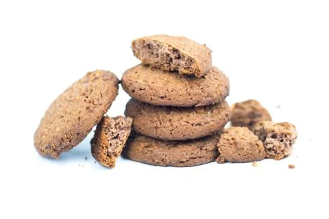 Stack of chocolate cookies isolated on white Stock Photos