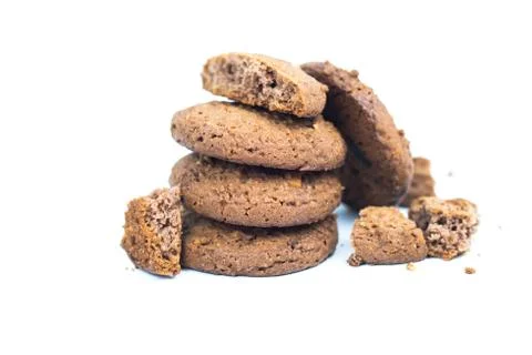 Stack of chocolate cookies isolated on white Stock Photos