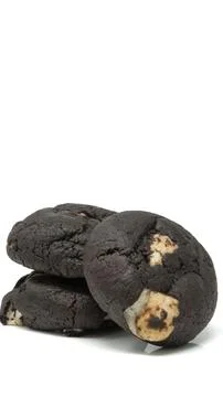 Stack of Chocolate Marshmallow Cookies Isolated on White Background Fotos de archivo