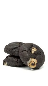 Stack of Chocolate Marshmallow Cookies on White Background Fotos de archivo
