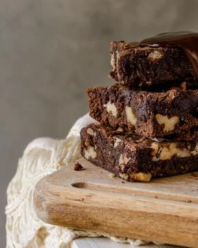 A stack of chocolate with nuts Stock Photos