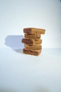 Stack of chocolate wafer on white background Foto stock