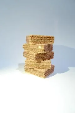 Stack of chocolate wafer on white background Foto stock