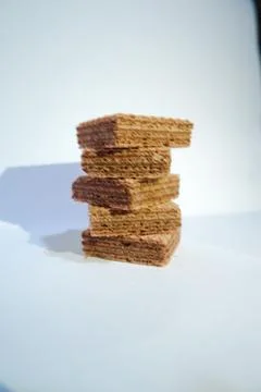 Stack of chocolate wafer on white background Stock Photos