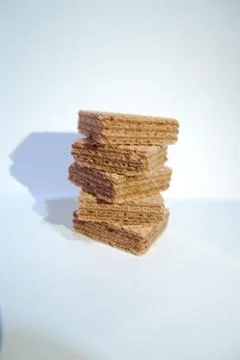 Stack of chocolate wafer on white background Stock Photos