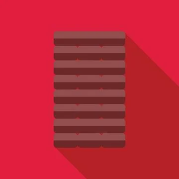 Stack of chocolate wafers on red background with long shadow Stock Illustration