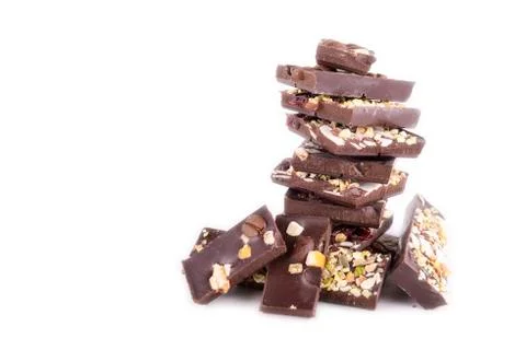 Stack of chocolate on a white background Stock Photos