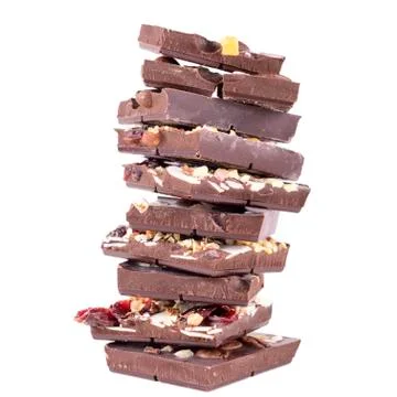 Stack of chocolate on a white background Stock Photos