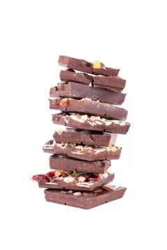 Stack of chocolate on a white background Stock Photos