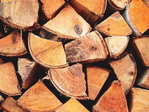 The stack of chopped billet closeup with the selective focus. Stock Photos