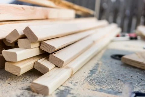 Stack of chopped lumber boards Stock Photos