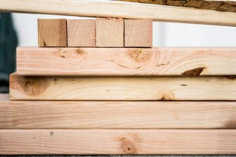 Stack of chopped lumber boards Stock Photos
