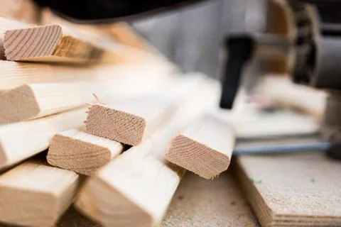 Stack of chopped lumber boards Stock Photos