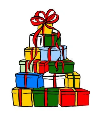 Stack of Christmas gifts Stock Illustration