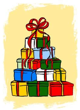 Stack of Christmas gifts Stock Illustration