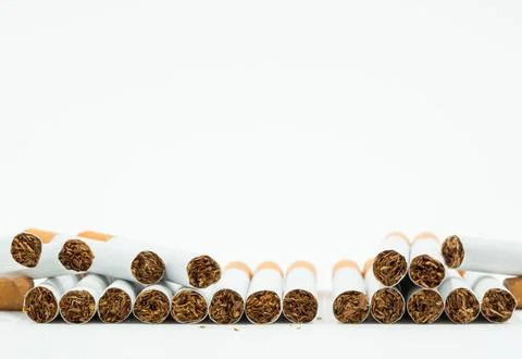 Stack of cigarette and blank space of text Foto stock